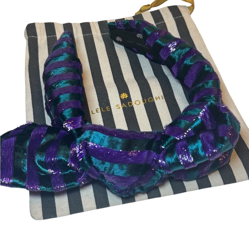Lele Sadoughi Purple and navy blue velvet  headband